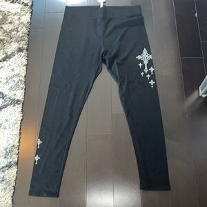 Liberty wear Crosses made of rhinestone Leggings size Extra Large black